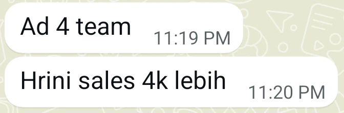 Mesej WhatsApp ALRepair: Hrini sales 4k lebih